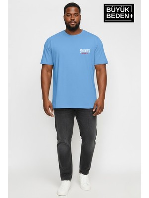 Superlife Süperlife Erkek Büyük Beden Brooklyn 1970 Baskılı 3xl-6xl Bisiklet Yaka Tshırt SPR26BTS510-03