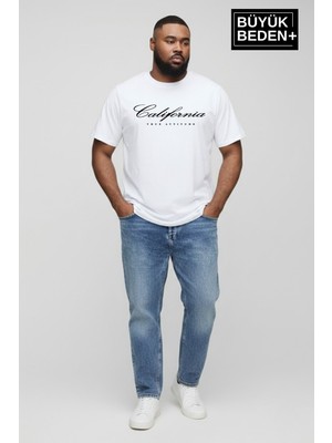 Superlife Süperlife Erkek Büyük Beden El Yazılı California Baskılı 3xl-6xl Bisiklet Yaka Tshırt SPR26TBS510-07