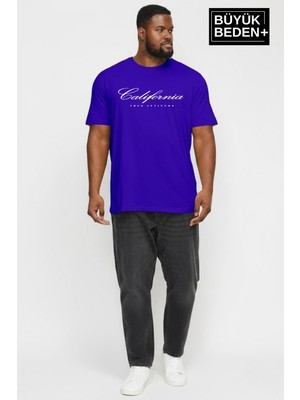 Superlife Süperlife Erkek Büyük Beden El Yazılı California Baskılı 3xl-6xl Bisiklet Yaka Tshırt SPR26TBS510-07