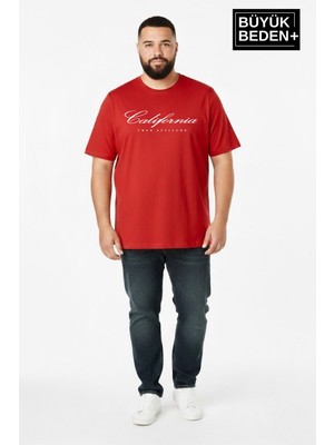 Superlife Erkek Büyük Beden El Yazılı Brooklyn Baskılı 3xl-6xl Bisiklet Yaka Tshırt SPR26BTS510-6