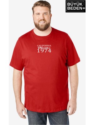 Superlife Süperlife Erkek Büyük Beden California 1974 Baskılı 3xl-6xl Bisiklet Yaka Tshırt SPR26TBS510-02
