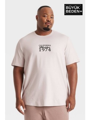 Superlife Süperlife Erkek Büyük Beden California 1974 Baskılı 3xl-6xl Bisiklet Yaka Tshırt SPR26TBS510-02