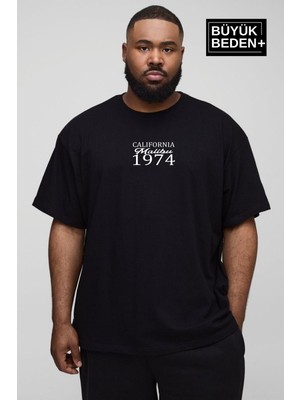 Superlife Süperlife Erkek Büyük Beden California 1974 Baskılı 3xl-6xl Bisiklet Yaka Tshırt SPR26TBS510-02