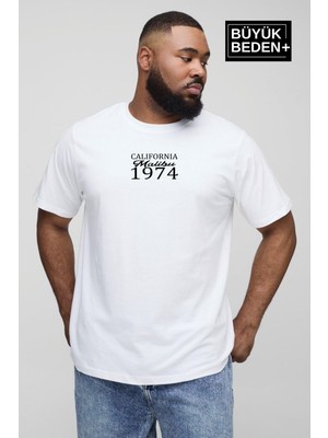 Superlife Süperlife Erkek Büyük Beden California 1974 Baskılı 3xl-6xl Bisiklet Yaka Tshırt SPR26TBS510-02