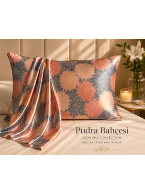 ICON SILK 'Sleep & Glow' %100 Saf Ipek Fermuarlı Yastık Kılıfı (Lady's Flower)