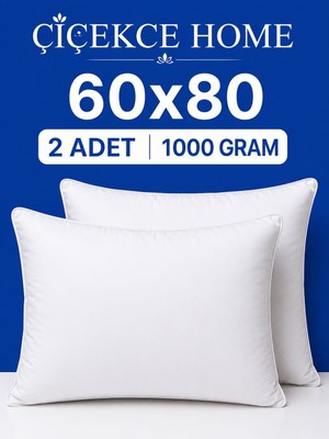 ÇİÇEKCE HOME Çiçekce Home Yastık Boncuk Silikon Elyaf Dolgulu 60X80 1000 Gram 2 Adet 1.kalite