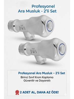 Primeaks 2 Adet Premium Taharet ve Lavabo Ara Musluğu Seti - Sızdırmaz Teflon Bant Hediyeli