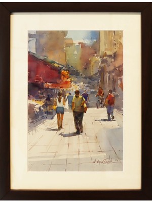 Muguetarts Kadıköy Sefası Orjinal Suluboya Tablo - Mehmet Najafzadeh Eseri 38X29 cm