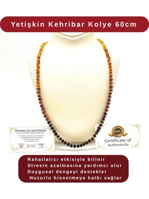 Yıldız Doğal Taş Sertifikalı Yetişkin Kehribar Kolye 60 cm Unisex