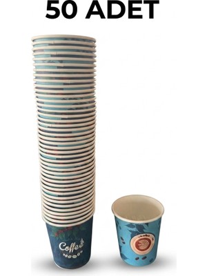 6.5 Oz Karton Bardak Sıcak ve Soğuk Içecek Uyumlu Kahve Çay Bardağı 50 Adet⁠ (Mavi)