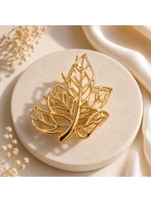 PeriMila Kadın Gold/gümüş Metal Yaprak Model Mandal Toka
