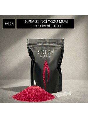 Inci Tozu Mum 250 Gram Kırmızı - Kiraz Çiçeği Kokulu (20 Adet Fitil Hediyeli)