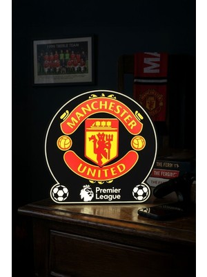 MEKTrend Manchester United Premier League Tasarımlı Dekoratif Aydınlatma Gece Lambası (24X24CM)