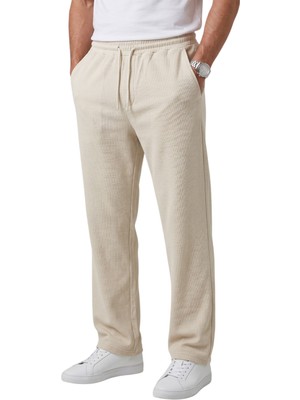 Deepsea Bej Baggy Style Likralı Lastikli Ipli Erkek Spor Pantolon 2600262