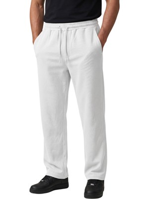 Rizzup Beyaz Baggy Style Likralı Lastikli Ipli Erkek Spor Pantolon 2600262
