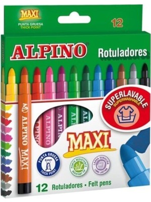 Alpino Maxi Keçeli Kalem Jumbo Keçe Uçlu Kalem 12 Renk 12'li