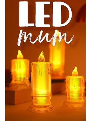 Adet LED Mum Simli Tipi Pil Dahil Dumansız Alev Ledli Yapay Dekoratif Mum Işığı PT421-23