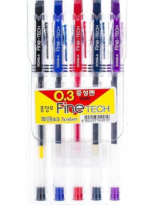 Fine-Tech Excellent Writing"0.3 mm Gel Ink Pens (5colors) By Dong-A