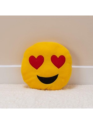 Işlemeli Kalp Gözlü Emoji Yastık 35X35 cm