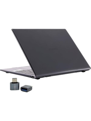 Matebook D15 2019-2022 Kılıf Uyumlu Kristal Parlak Şeffaf Sert Hard Case Ince Hafif Çizilme Koruma 15.6 Inç Siyah