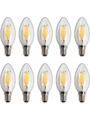Rustik Mum Buji Ampul – E14 Duy, 4W (35W Eşdeğer), 3000K Günışığı, 400 Lümen – 220-240V, 3.5X10 cm – 10’lu Paket