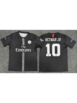 Rodak Spor Neymar 10 Psg 2018/19 Sezon Nostalji Siyah Futbol T-Shirt