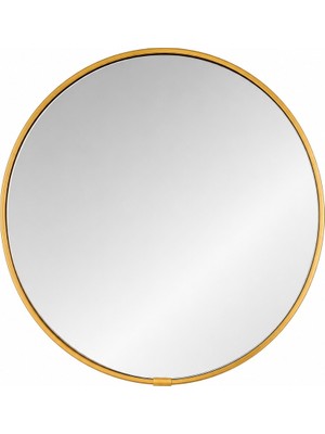 Aşkana Gold Çerçeveli Dekoratif Duvar Aynası, 30 Cm, Gold Asma Ipli Modern Salon Banyo Antre Makyaj Aynası