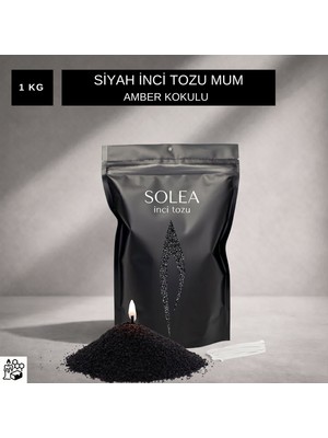 Inci Tozu Mum 1 kg Siyah - Amber Kokulu (20 Adet Fitil Hediyeli)