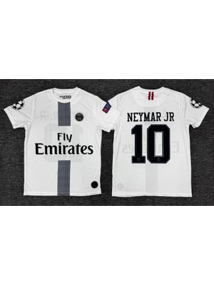 Rodak Spor Neymar 10 Psg 2018/19 Sezon Nostalji Beyaz Futbol T-Shirt