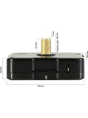 Saat Mekanizması, 18 mm Sessiz Duvar Saati Mekanizması Askısız Akrep-Saniye-Yelkovan Set EXIZNM504