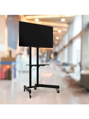 Ev Tipi Salon,oturma Odası,balkon ve Toplantı Odası Tekerlekli Metal Ayaklı Tv/fuar Standı/ünitesi 40" Inç- 75" Inç