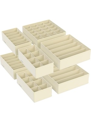 Iç Çamaşırı Düzenleyici 8'li Set, Çekmece Düzenleyici, Katlanabilir, Elbise Dolabı, Saklama Kutusu, Kumaş Kutular, Saklama, Sütyen, Çorap, Kravat Için, Bej RUS008M01