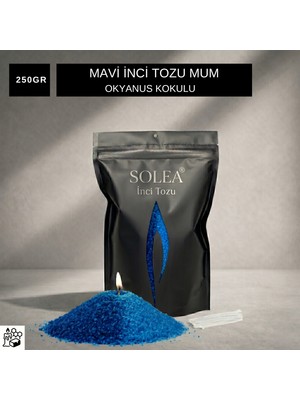 Inci Tozu Mum 250 Gram Mavi - Okyanus Kokulu (20 Adet Fitil Hediyeli)
