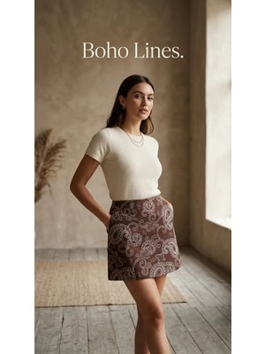 Noya Atelier Bohem Paisley Desenli Mini Etek
