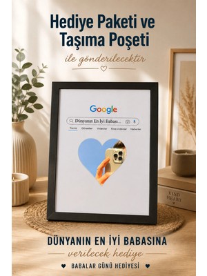 BirbeyStore Ahşap Aynalı Tablo Dünyanın En İyi Babası 27x20 cm Hediye Temalı