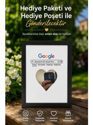 BirbeyStore Dünyanın En Güzel Kızı Sevgiliye Hediye Aynalı Ahşap Standlı Sevgililer Günü Hediyesi