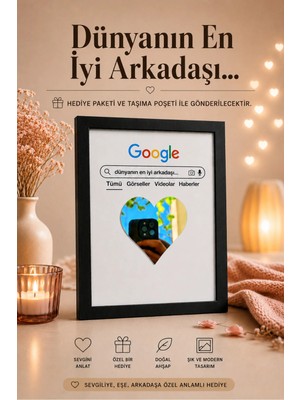 BirbeyStore Dünyanın En Iyi Arkadaşı Arkadaş Verilcek Hediye Ahşap Aynalı Tablo Anlamlı Hediye