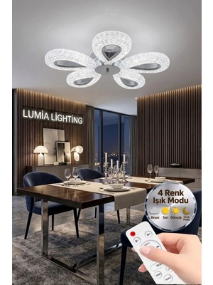 Damla Model 5"li Gümüş Kumandalı 3 Renk Modu Ledli Modern Plafonyer Salon Mutfak Çocuk Yatak Odası LED Avize