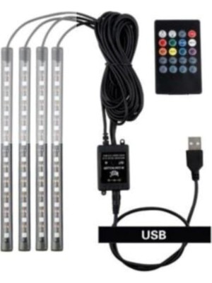 Araç Içi Aydınlatma Kumandalı Müziğe Duyarlı 12 LED Ayak Altı LED