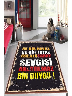 Yıkanabilen Kaymaz Taban Aslan Taraftar Halısı AR1153, Siyah-3, 80 x 200