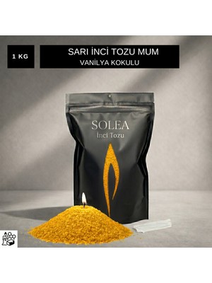 Inci Tozu Mum 1 kg Sarı - Vanilya Kokulu (20 Adet Fitil Hediyeli)
