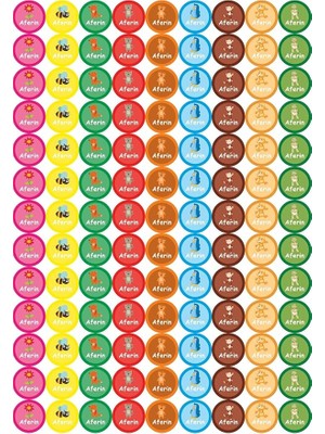 Adet Çocuk Hayvan Bitki Temalı Sticker Öğretmen Etiketi 3 * 3 Çıkarma Seti