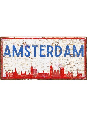 AYNED Print Amsterdam Silüetli Ahşap Mdf Tabela – Dekoratif Duvar Süsü