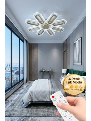Eclipse Model 8'li Kumandalı Gold 3 Renk Modu Ledli Tavana Sıfır Salon Mutfak Çocuk Yatak Odası LED Avize