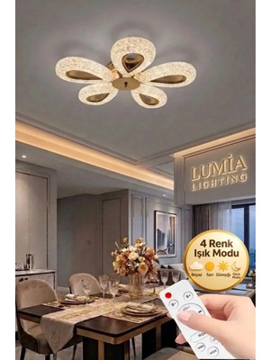 Damla Model 5"li Gold Kumandalı 3 Renk Modu Ledli Modern Plafonyer Salon Mutfak Çocuk Yatak Odası LED Avize