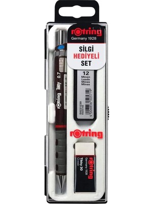 Tikky Mekanik Kurşun Kalem, Uç ve Silgi Seti, Bordo, 3'lü Set