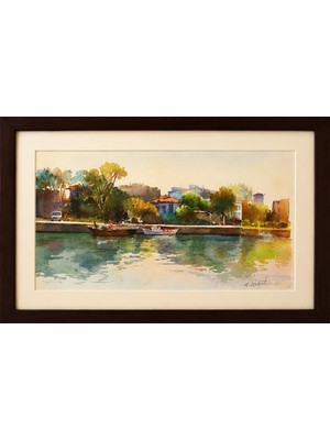 Muguetarts Kurbağalıdere Nostalji Orjinal Suluboya Tablo - Mehmet Najafzadeh Eseri 51X32 cm