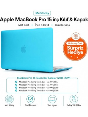 MacBook Pro 15 Mat Kılıf A1707 A1990 Uyumlu Sert Tpu Kılıf Ince Hafif Koruyucu Kapak 2016-2019 Şeffaf Açık Mavi