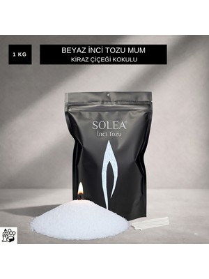 Inci Tozu Mum 250 Gram Beyaz - Kiraz Çiçeği Kokulu (20 Adet Fitil Hediyeli)