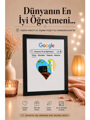 BirbeyStore Dünyanın En Iyi Öğretmeni Öğretmenler Günü Hediyesi Ahşap Aynalı Tablo Anlamlı Hediye